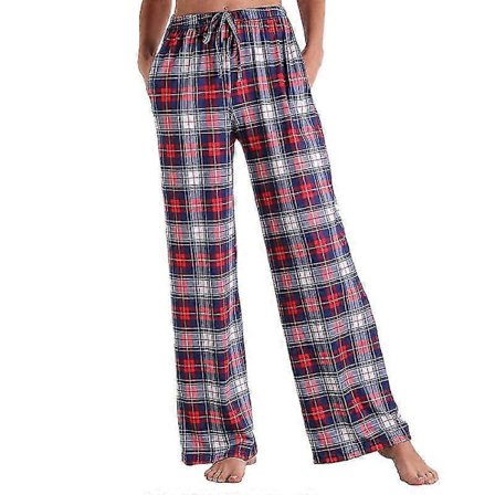 Dam Pyjamasbyxor Stretch Loungebyxor Rutiga Pyjamasunderdelar