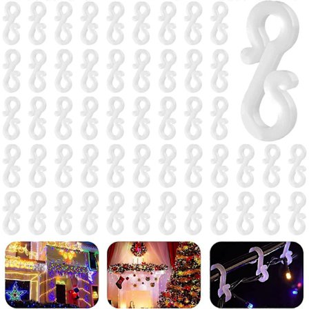 50 stk. plastik jule tagrender kroge hvide julelys kroge tagrender kroge til guirlande S form tagrender clips til udendørs LED festdekoration