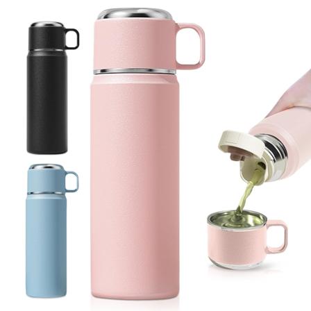 Rustfritt stål vannflaske med lekkasjesikker kopplokk, 550 ml dobbeltvegget vakuumisolerte termosbærbare reisekaffekopp drikkeflaske rosa Pink