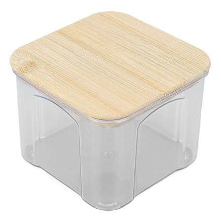 Lufttæt Madopbevaringsbeholder Klar Madopbevaringskrukke med Bambuslåg til Nudler Mel Korn Ris Te Kaffebønner 650ml 10,7x8,2cm / 4,2x3,2in