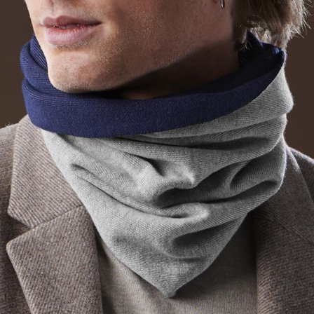 Écharpe tube réversible bleu marine et gris clair Fonz pour hommes - Écharpes hivernales