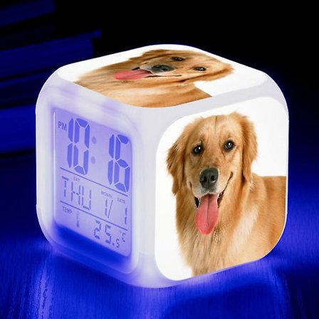 Dww-vækkeur Hunde Billede Vækkeur E Lys USB Børn LED Ur Tegneserie Nattelys Flash 7 Farve Skiftende Digitalt Ur Bordur l