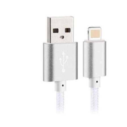 2m syn-laddare för iphone lighting kabel silver