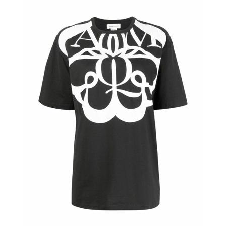 Alexander McQueen, Exploded Seal logo-print T-shirt Zwart, Dames, Maat:S,Katoen