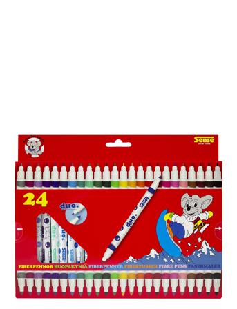 Fiberpennor Dubbelspets 24-P Toys Creativity Drawing & Crafts Drawing Coloured Pencils Monivärinen/Kuvioitu Sense