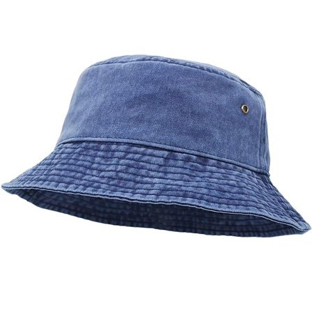 UltraKey Bucket Hat, Bred Bremskjerm Vasket Denim Bomull Utendørs Solhatt Flat Top Cap
