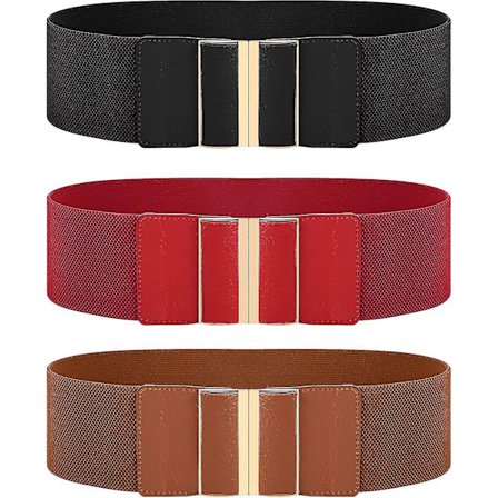 3 st Kvinnors Bredd Elastiskt Bälte, Stretch-Midjeband, Klänningsbälte för Dam, One Size, 3 st Bredd Elastiskt Stretch-Midjeband för Dam