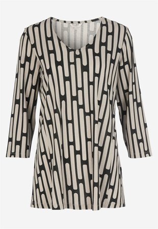 Cellbes of Sweden - Mönstrad trikåtunika - beige / mönstrad - för damer - 54/56