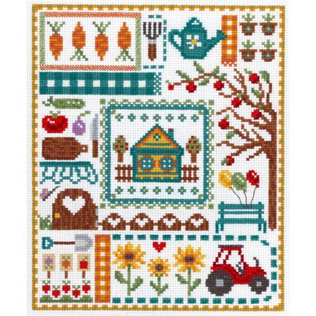 Broderikit MP Studia "Sampler. På Favoritdachan" 16x20cm/6.3x7.87"