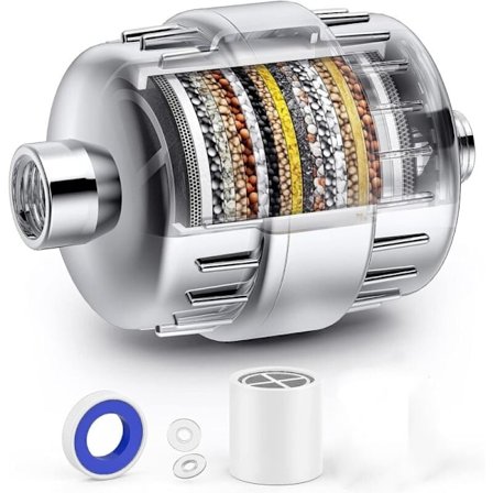 20-stegs duschfilter, anti-kalk duschmunstycksfilter, lämpligt för hårt vatten, tar bort klor och tungmetaller