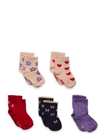 Minymo Socks W. Pattern (5-Pack) - Pink - 35 8