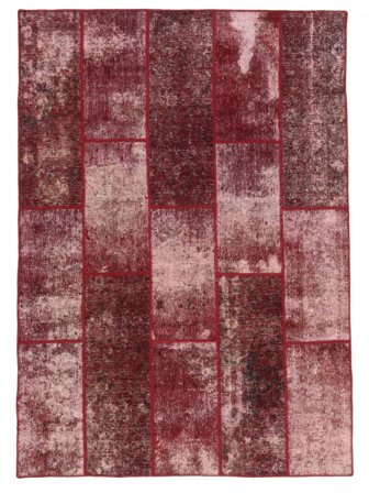 Noué À La Main Patchwork Tapis 176X241 Vintage De Laine Rouge Foncé/Rouge