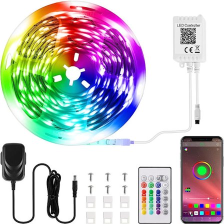 LED-remsa 10M RGB - LED-remsa 5050 med musikfunktion, Bluetooth-app och fjärrkontroll