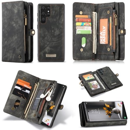 CaseMe Multi-Slot 2 i 1 Pungetui Galaxy S22 Ultra Sort