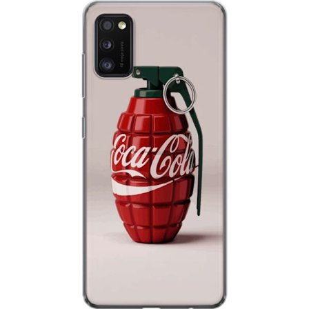 Kompatibel Mobilcover til Samsung Samsung Galaxy A41 Kunstnerisk illustration af Coca Cola granatæble i rødt og grønt, pop art inspireret motiv med