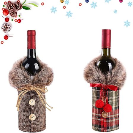 Jultomte Vinflaskeöverdrag, 2 st Jultomte Vinflaskeöverdrag, Juldekorationspåsar för Flaskor, Jul Vingåvor, för att Klä Upp Vinn