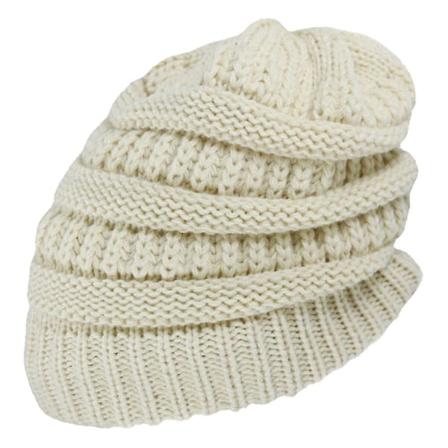 Udendørs efterår og W stribet pullover hat par varm uld strikket hat(Beige)