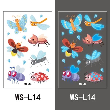 1kpl Söpö eläintatuointitarra Sarjakuva Sininen Valoisa Väliaikainen tatuointitarra (WS-L14)