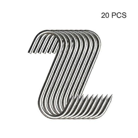 20 stk. slagterkroge i rustfrit stål med skarp spids til slagteri, køkken, varm og kold rygning, praktisk krog