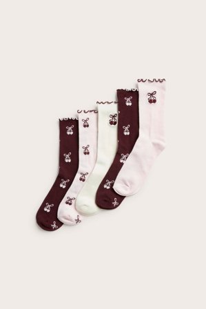 Kappahl | Skarpetki wiśnie, 5-pak | Jasnoróżowy