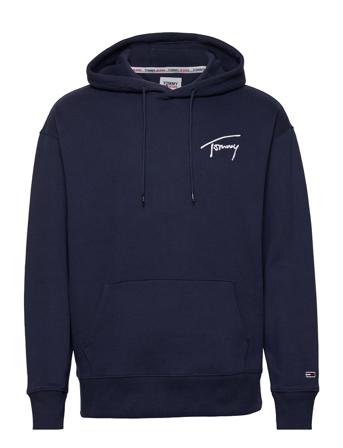 Tjm Signature Hoodie Hoodie Blå Tommy Jeans