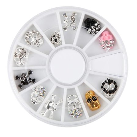 12 stk negle dekorationer metal kranium neglesmykker