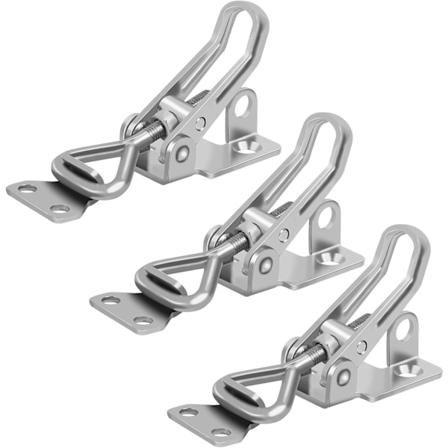 3 stk. låseklemme i metal, vippegreb, spændelås, ca. 100 kg justerbare tømrerklemmer til fastgørelse og tilspænding, døre