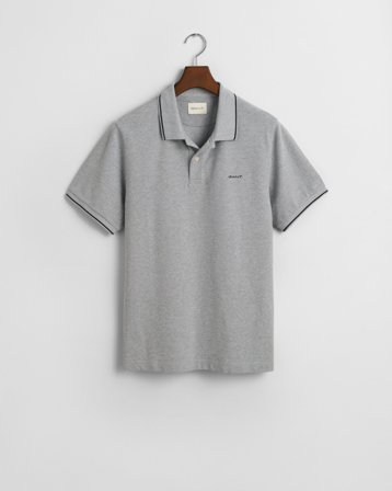 GANT Herren Tipped Piqué Poloshirt (XXL) Schwarz Grau