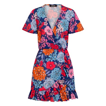 Girls On Film Dam/Dam Ford Mock Wrap Klänning 12 UK Blå