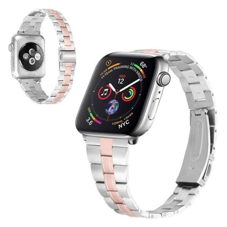 Apple Watch Series 6 / 5 44mm ruostumattomasta teräksestä valmistettu ketjukellonauha - Ruusukulta Pink