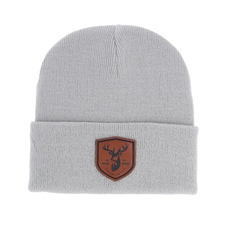 Wild Spirit - Grey cuff Beanie - Brown Deer Shield Light Grey Cuff @ Hatstore