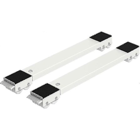 Set med 2 transportrullar för tvättmaskin under chassit för tvättmaskin, kylskåp, torktumlare, frys upp till 300 kg, med 24 hjul, broms, vit