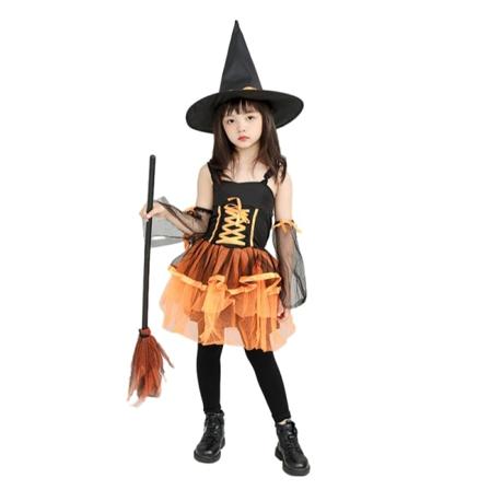 Pige Heksekostume, Heksekjole Halloween Cosplay Kjole Outfit L