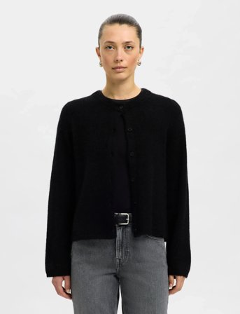 Selected Slflulu New Ls Knit Cardigan Noos - Black - XXL