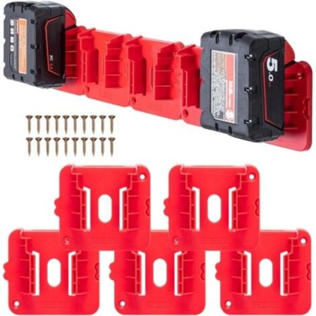Batteriholder for Milwaukee M18 18 V batterier, veggfeste for arbeidsbilhylle, verktøykasse, 10-pakning