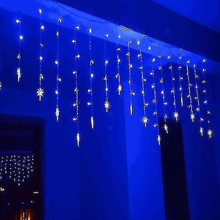 (3,5m 96LED Blå - Stjerne) Led Streng Fe Lys Islyskjerm Vindu Gardiner Lys Jul Bryllup