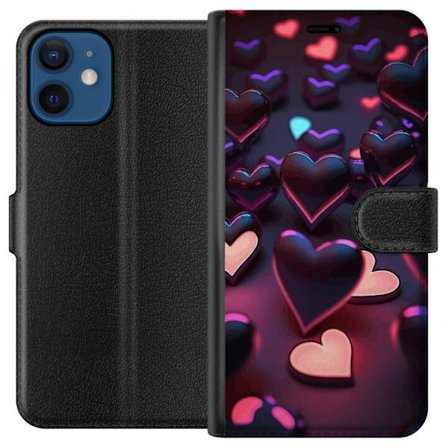 Kompatibelt Lommeboketui til Apple Apple iPhone 12 Midnattshjerter
