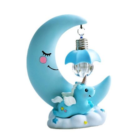 Tegneserie Måne LED Nattlys Resin Baby Barnerom Lampe Nattbordslampe Barnegaver