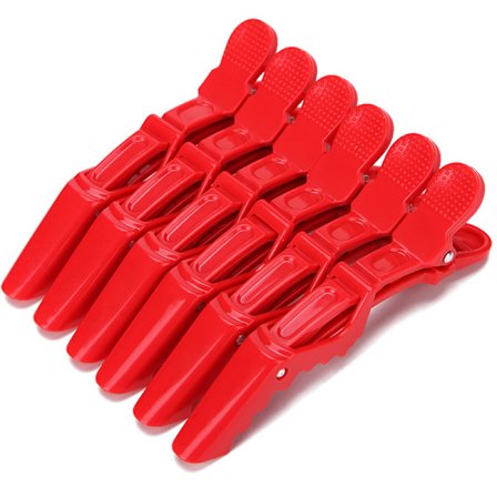 6 Peices Crocodile Clips (Rød) Hårklips Profesjonell Styling H