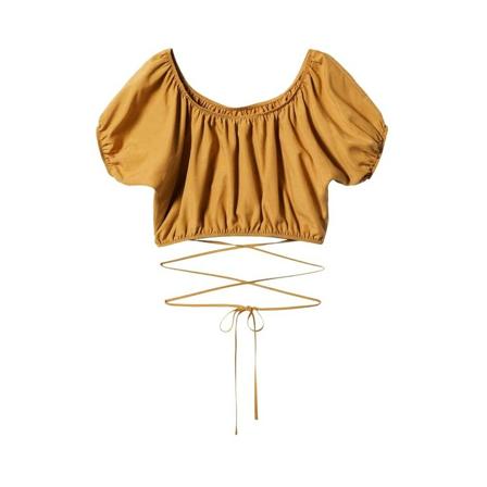 Mango Blus ballongärmar brun, Dam Blusar, Dam, Storlek: L