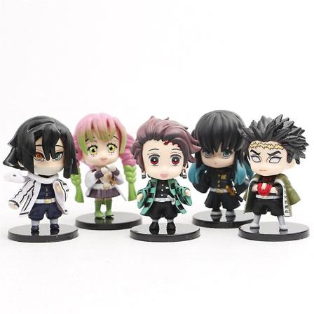 5 stk Demon Slayer Kamado Tanjirou Mitsuri Kyojuro Obanai Tengen Actionfigurer A