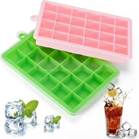 Silikoneform til isterninger - Fleksibel med aftageligt låg, 24 isterninger pr. form til whisky (2-pak)