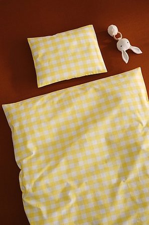 Jotex - Mini Bettwäsche 70x80 Cm Zitronengelb/naturweiß - LAUREN - Kaufe Kinderbettbezüge & Kopfkissenbezüge bei Jotex