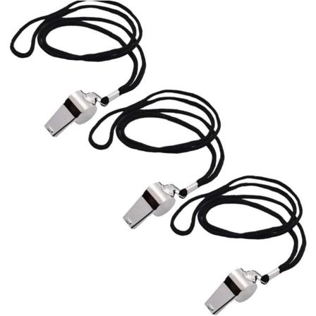 3 stk rustfritt stål fløyte, metallfløyte med snor for fotballfotballfotballdommere