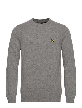 Crew Neck Lambswool Blend Jumper Strikket Trøje Med Rund Hals Grå Lyle & Scott