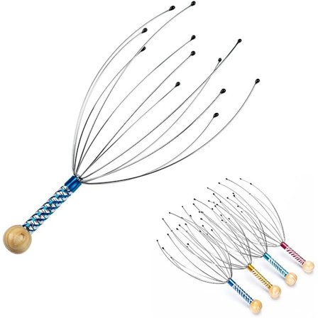 1 Pack Manuell Hårbottenmassage Klor, Trähandtag, Ståltråd Huvudmassageapparat (slumpmässig färg)
