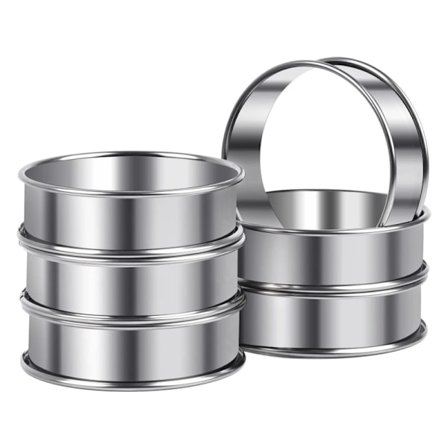 Pieces Tartlettring, kakering 8 cm, kakerringer og rammer, tartlettring, pannekakeform, kjøkkenring i rustfritt stål for muffins, paier, kaker, 