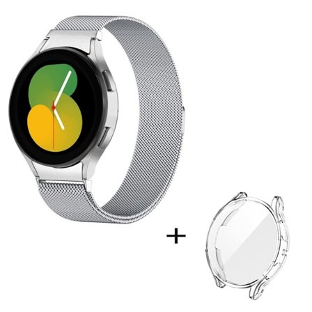 Samsung Galaxy Watch 5 (44mm) klockarmband i rostfritt stål med genomskinligt hölje - Silver