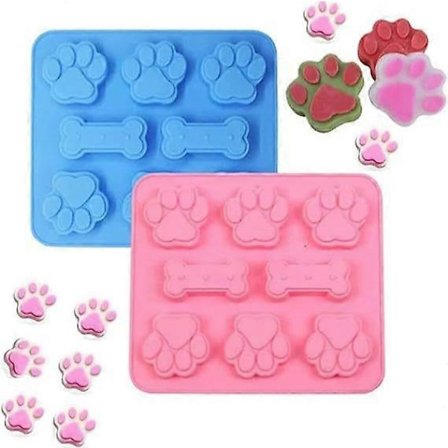 2-pack silikonformar för hundgodis tass benform återanvändbar isbitsbricka tillverkningssats för bakning choklad gelé kaka godisform