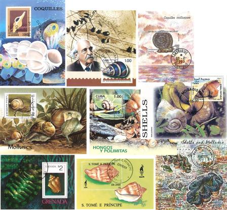 Bløddyr - 9 miniark - Stemplet